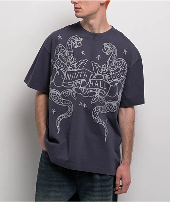 Ninth Hall Tattoo Outline Navy T-Shirt