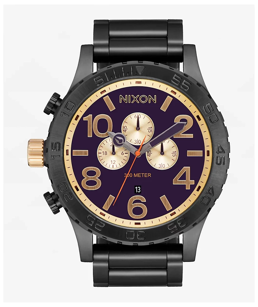 Nixon 51-30 Chrono Gunmetal & Blackberry Analog Watch