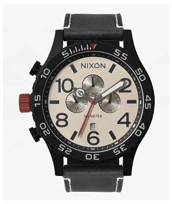 Nixon 51-30 Chrono Leather Black & Charcoal Analog Watch