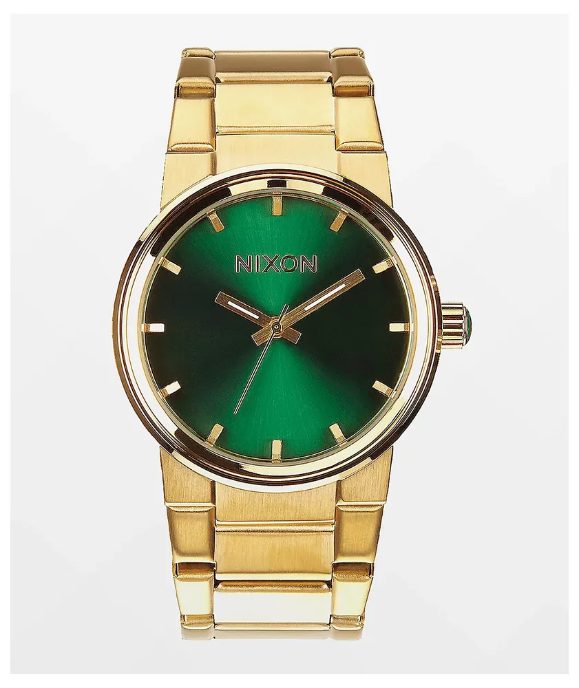 Nixon Cannon Gold & Green Sunray Analog Watch