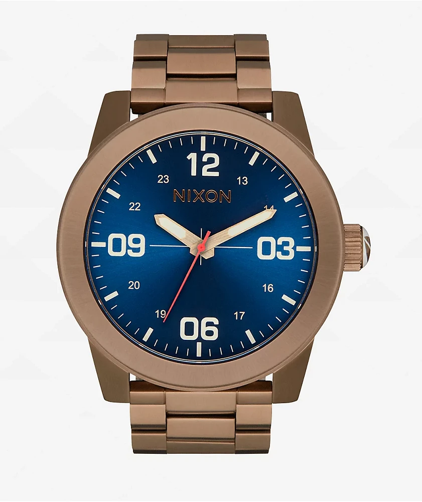 Nixon Corporal Stainless Steel Desert Gold & Arles Blue Analog Watch