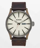 Nixon Sentry 42 Leather Bronze & Gunmetal Watch