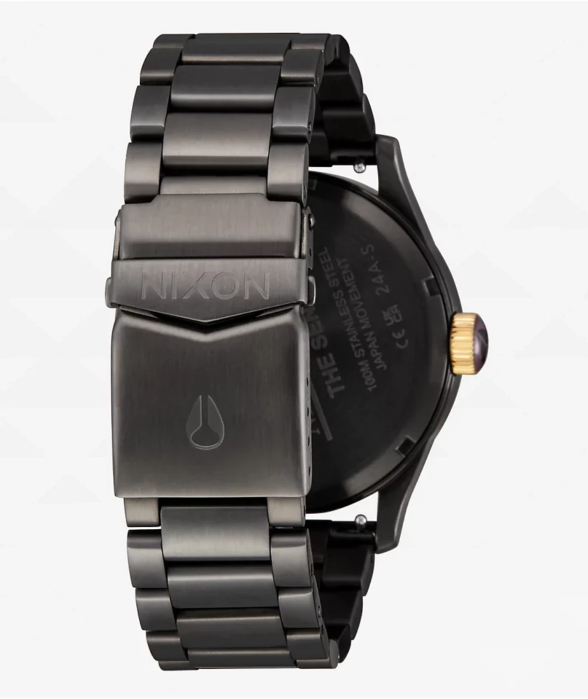 Nixon Sentry Gunmetal & Blackberry Analog Watch