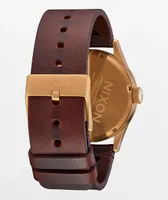 Nixon Sentry Leather Gold, Indigo & Brown Analog Watch