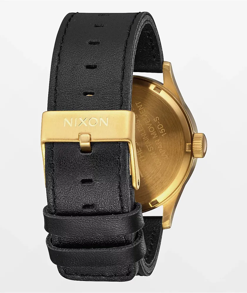 Nixon Sentry Leather Gold & Black Analog Watch