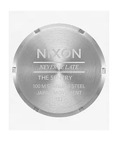 Nixon Sentry Nylon Silver, Light Brown & Forest Analog Watch
