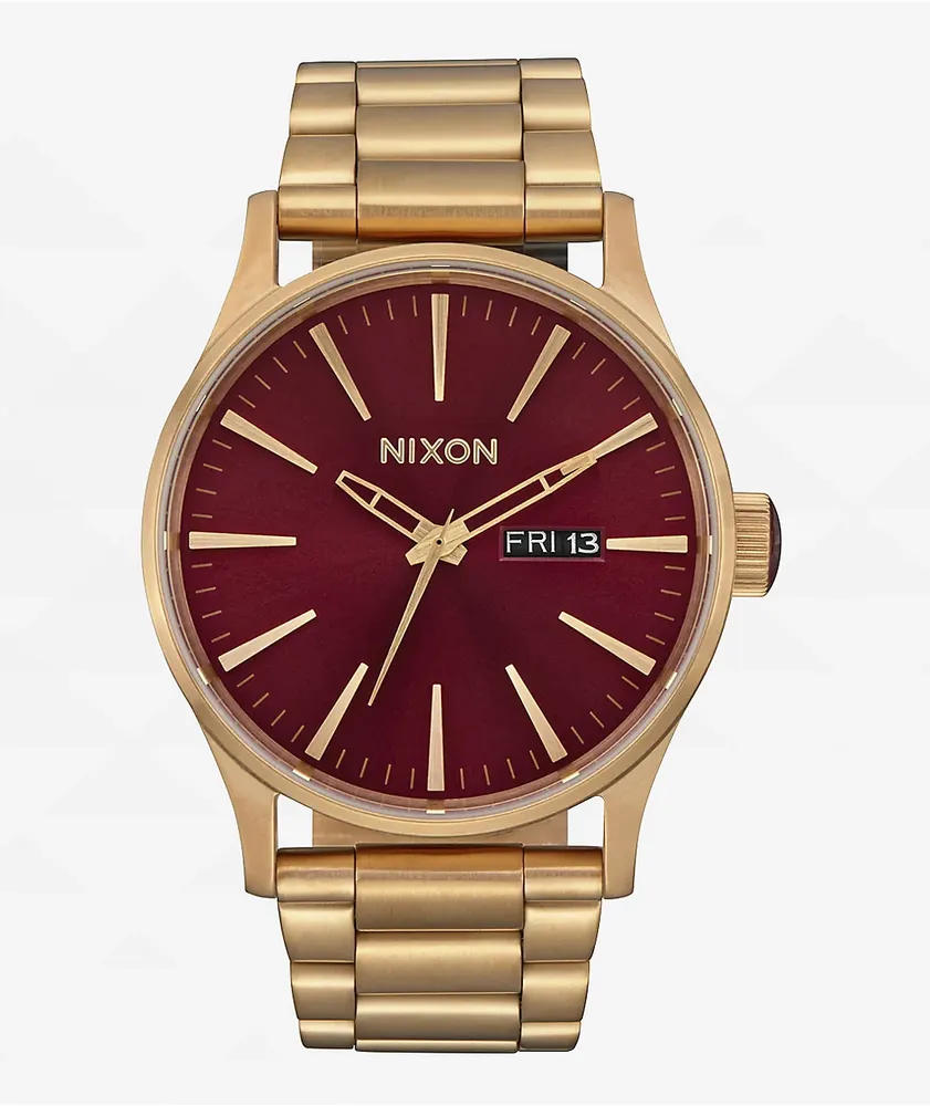 Nixon Sentry SS Oxblood & Sunray Gold Analog Watch