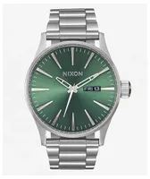 Nixon Sentry SS Stainless Steel & Sage Sunray Analog Watch