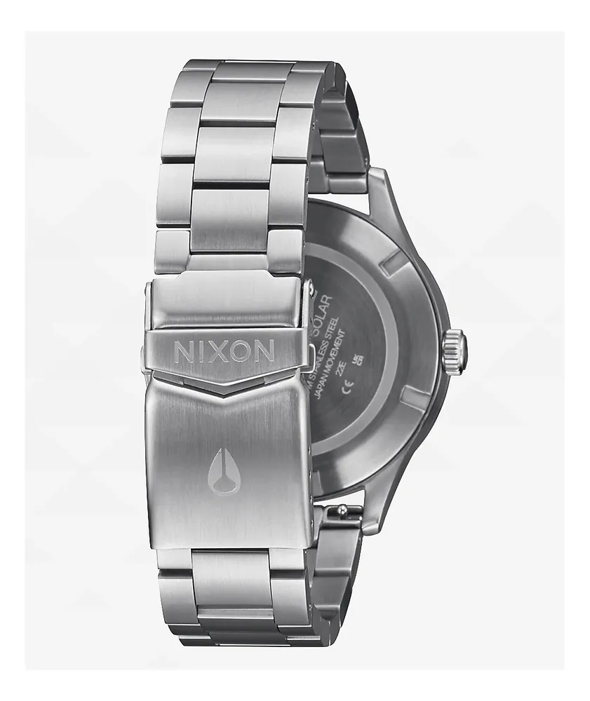 Nixon Sentry Solar Silver & Navy Sunray Analog Watch