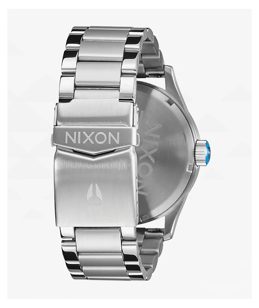 Nixon Sentry Stainless Steel Silver & Byron Blue Ombre Analog Watch