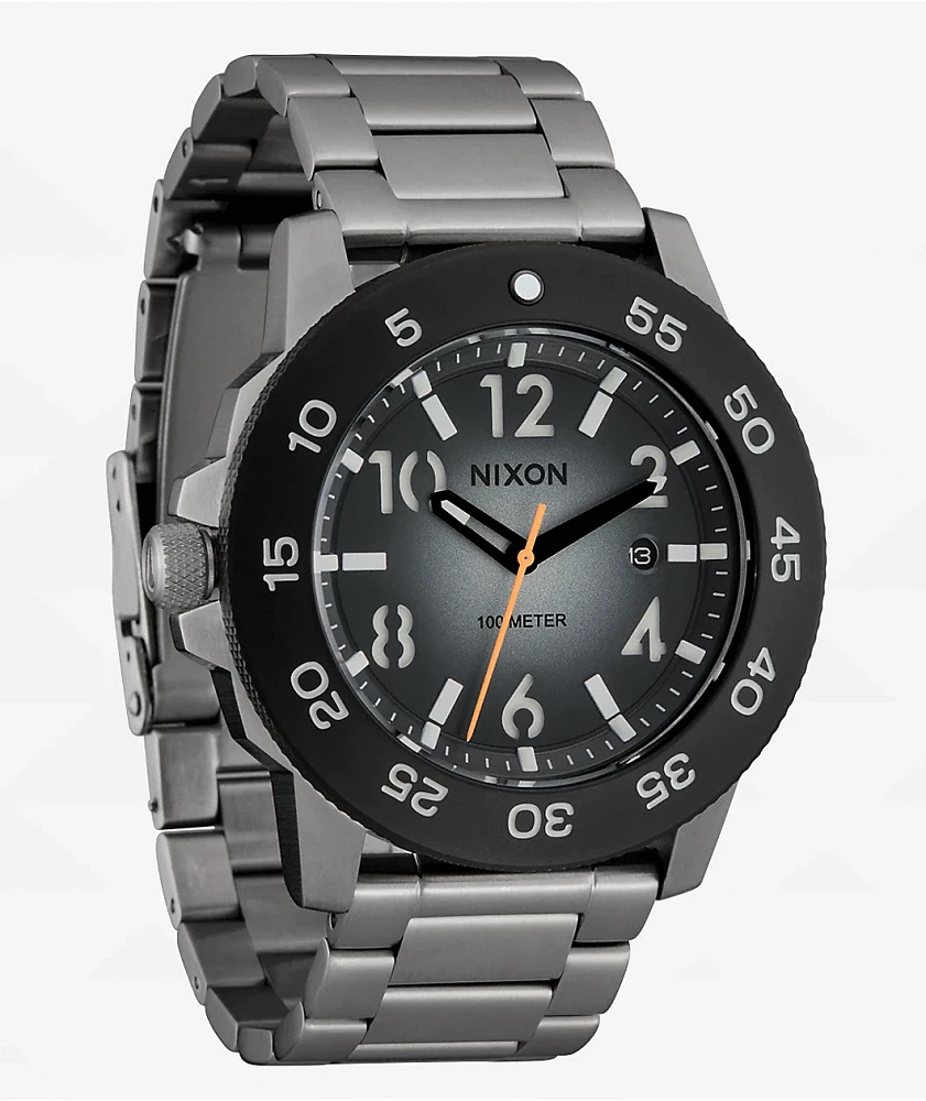Nixon Smyth 44 Silver & Tunnel Black Ombre Analog Watch