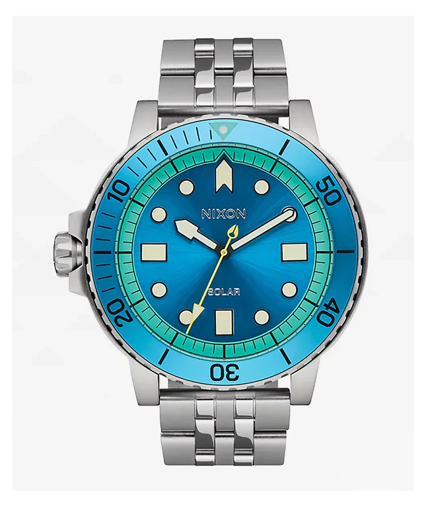 Nixon Stinger 44 Silver, Byron Blue, & Green Analog Watch