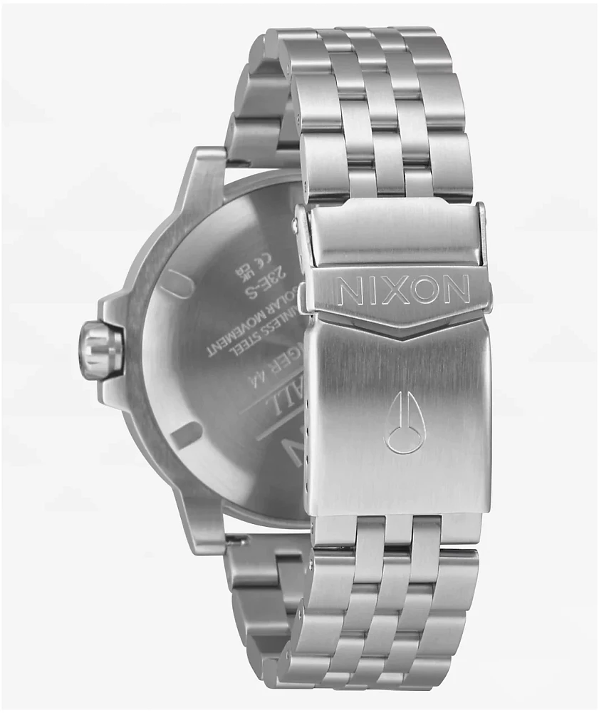 Nixon Stinger 44 Silver & Black Solar Analog Watch