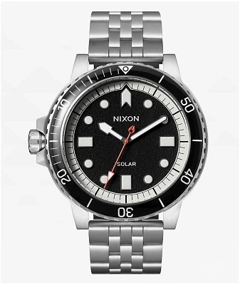 Nixon Stinger 44 Silver & Black Solar Analog Watch