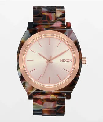 Nixon Time Teller Acetate Pink Tortoiseshell Analog Watch