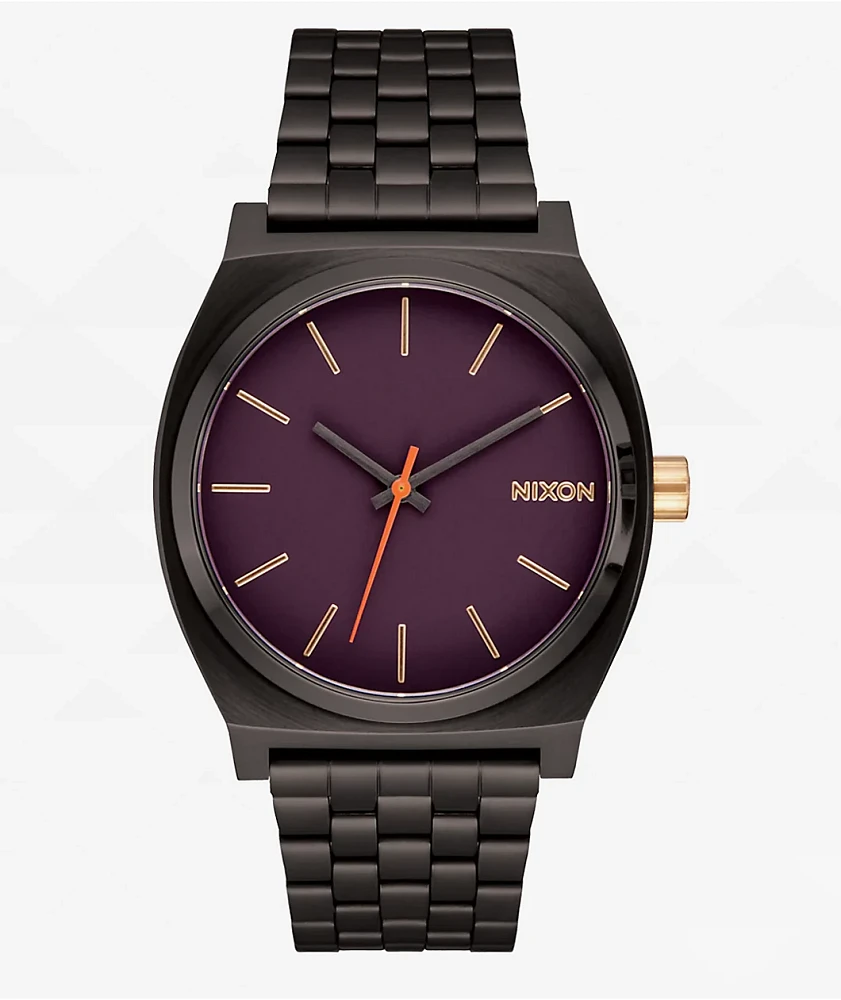 Nixon Time Teller Gunmetal & Blackberry Analog Watch