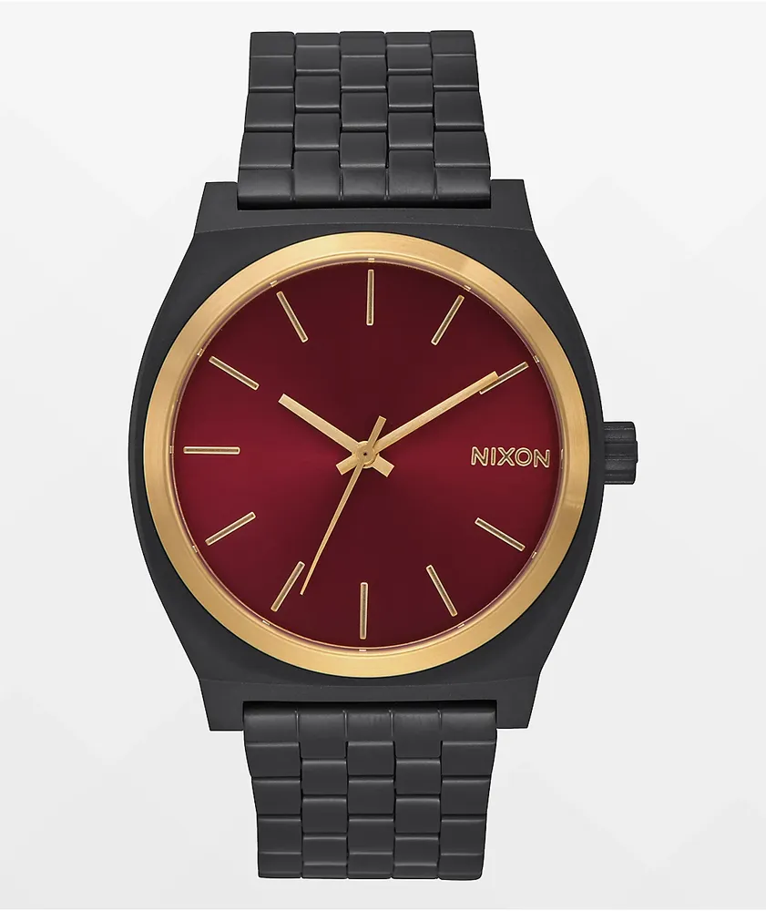 Nixon Time Teller Matte Black, Gold, & Burgundy Watch