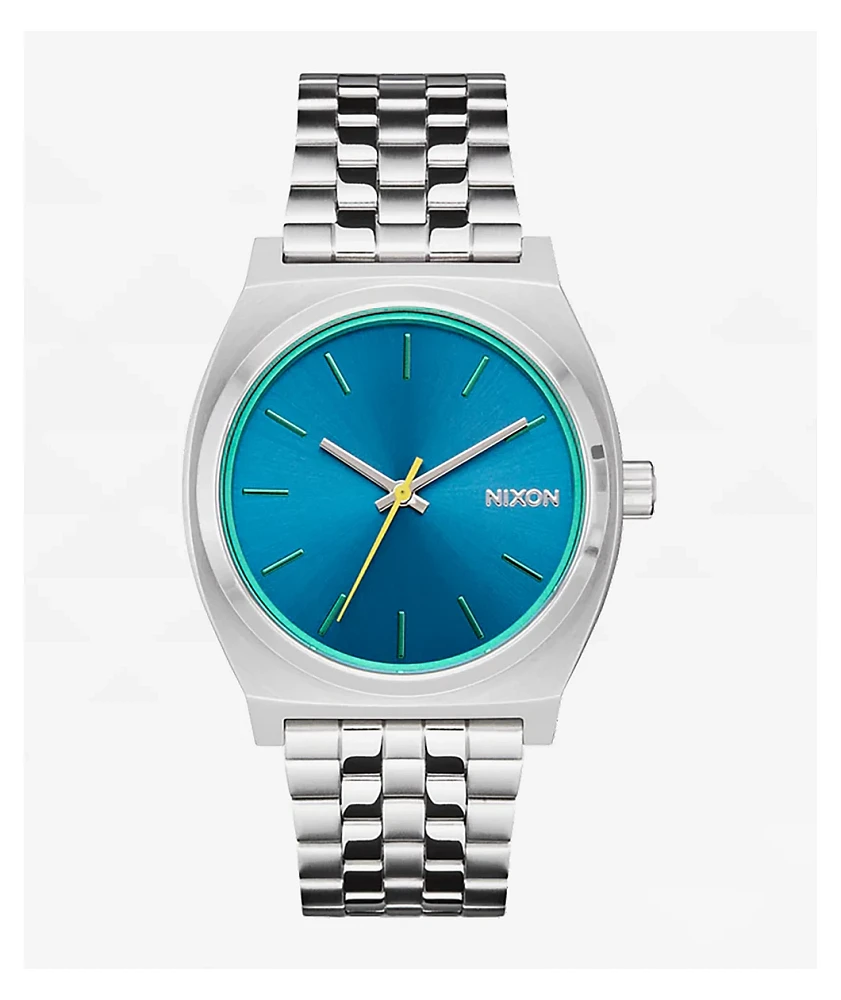 Nixon Time Teller Silver & Byron Blue Analog Watch