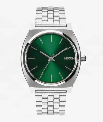 Nixon Time Teller Silver & Green Sunray Analog Watch