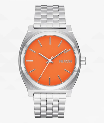 Nixon Time Teller Silver & Mandarin Analog Watch