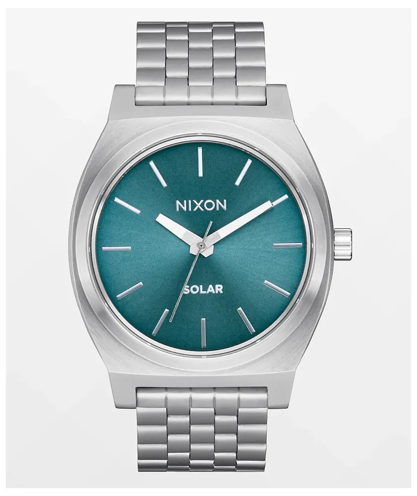 Nixon Time Teller Solar Silver & Dusty Blue Sunray Analog Watch