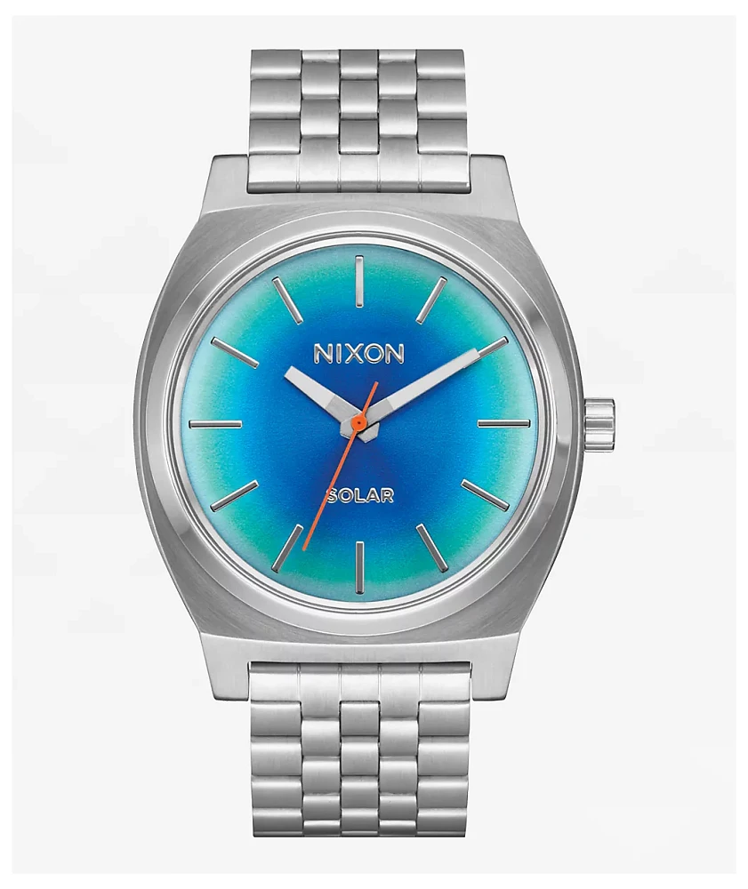 Nixon Time Teller Solar Silver & Rainbow Analog Watch