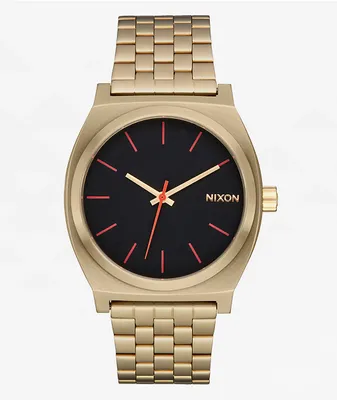 Nixon Time Teller Yellow Gold, Black, & Red Analog Watch