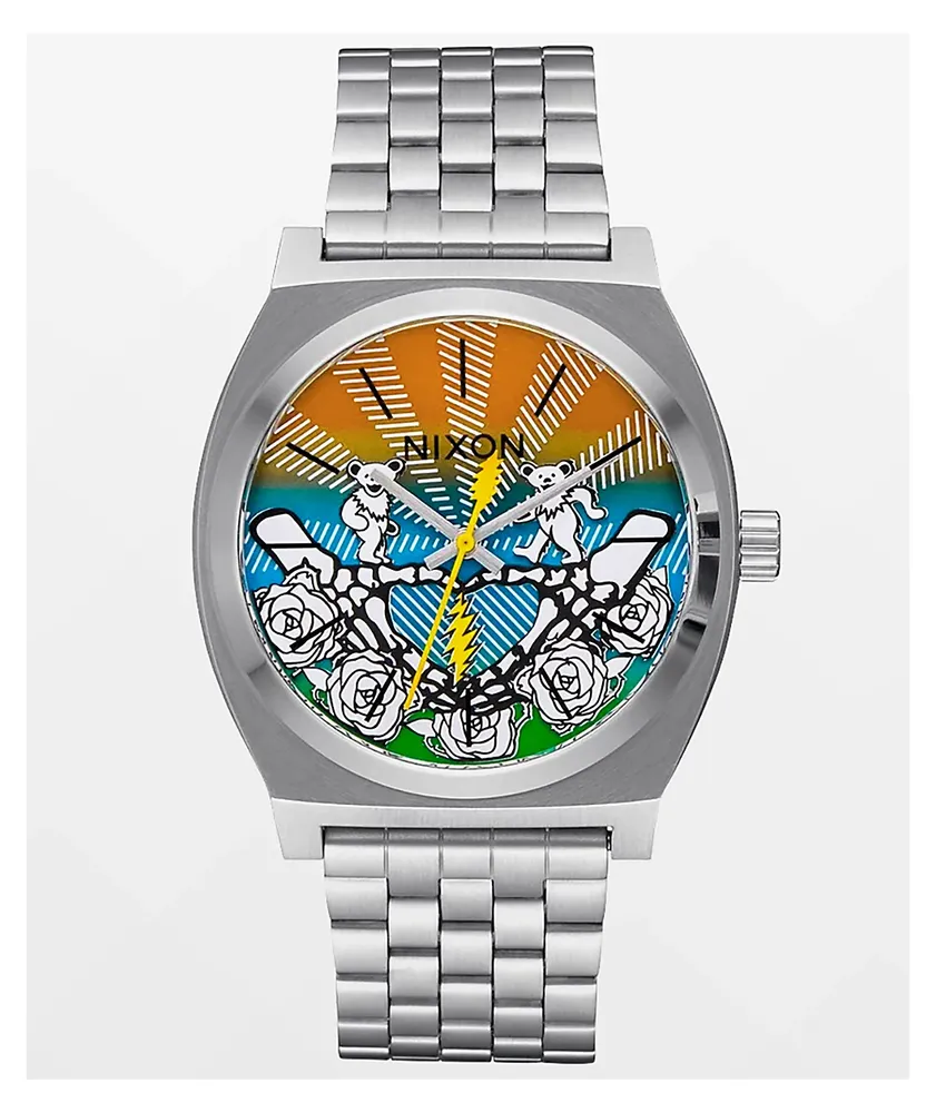 Nixon x The Grateful Dead Time Teller Bears & Roses Silver Analog Watch