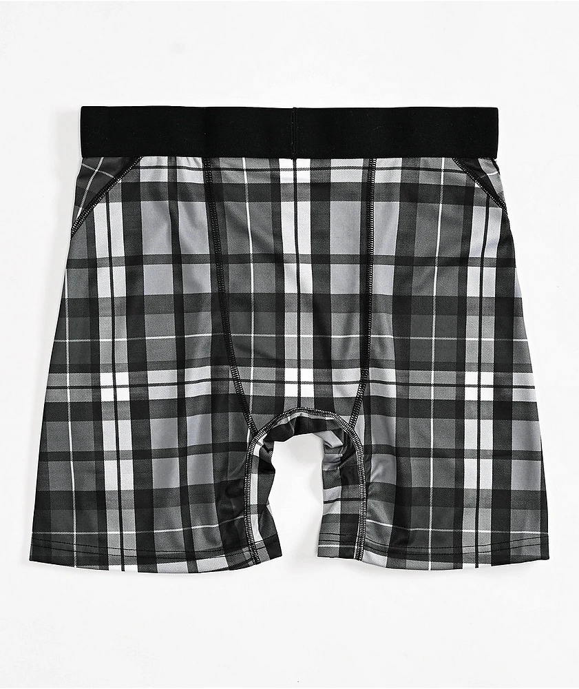 No Fear Logo Black Plaid Boxers