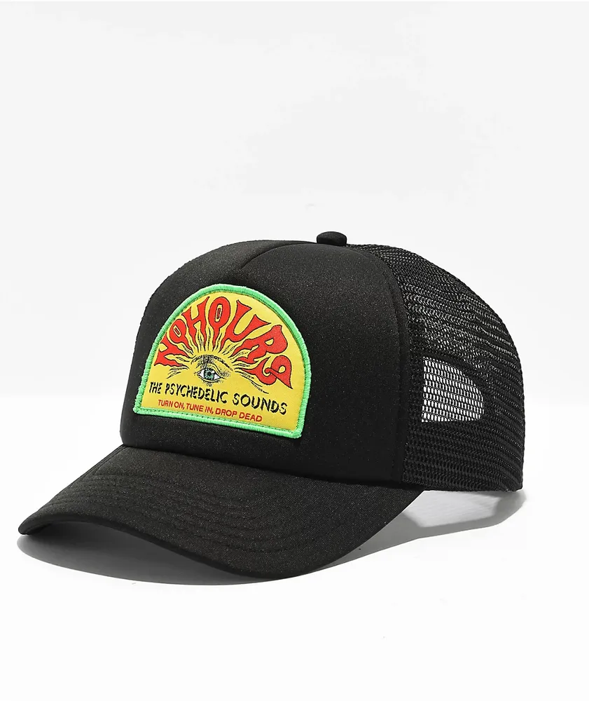 NoHours Psychedelic Sounds Black Trucker Hat