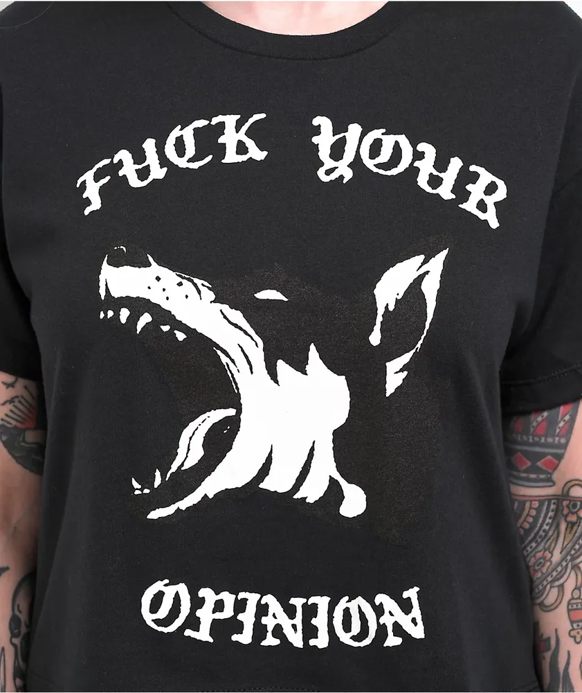Nowhere Fast F Your Opinion Black Crop T-Shirt
