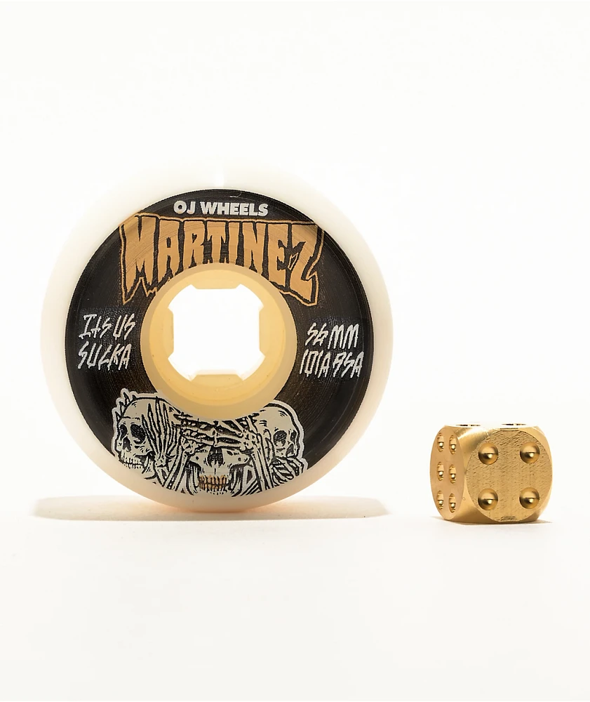 OJ Martinez Hear No Evil Double Duros 56mm 101a White Skateboard Wheels