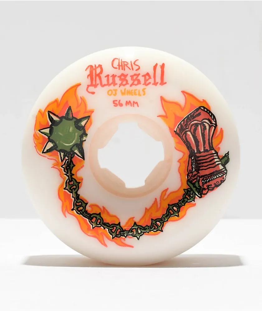 OJ Russell Pro Hardline 56mm 101a White Skateboard Wheels