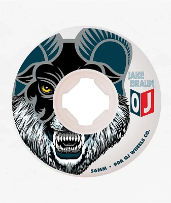 OJ x Strangelove Braun Wolf Elite Hardline 56mm 99a White Skateboard Wheels