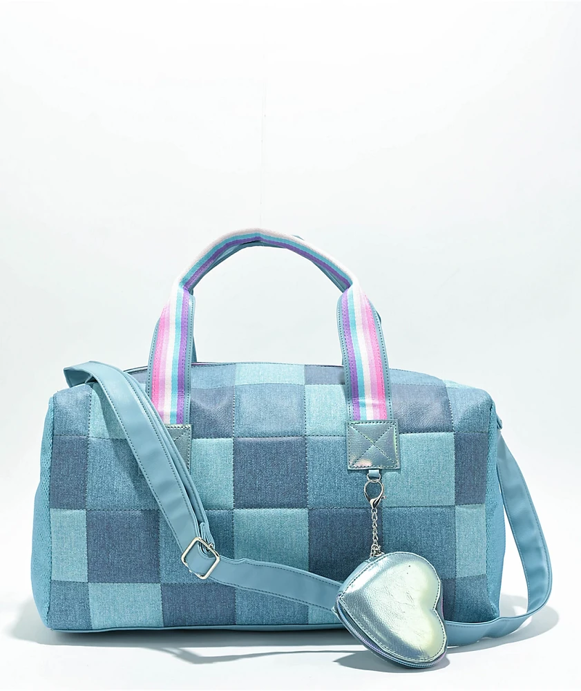 OMG Accessories Denim Checker Duffle Bag