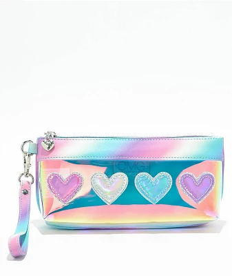 OMG Accessories Hearts Icy Clear Glazed Wristlet