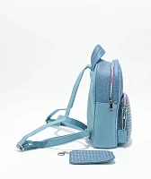 OMG Accessories Quilted Denim Rhinestone Mini Backpack