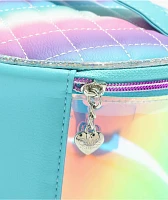 OMG Accessories Stuff Blue Glazed Round Glam Bag