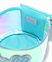 OMG Accessories Stuff Blue Glazed Round Glam Bag