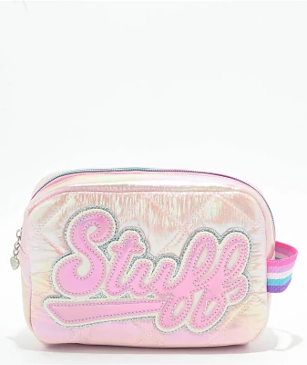 OMG Accessories Stuff Quilted Metallic Pink Pouch