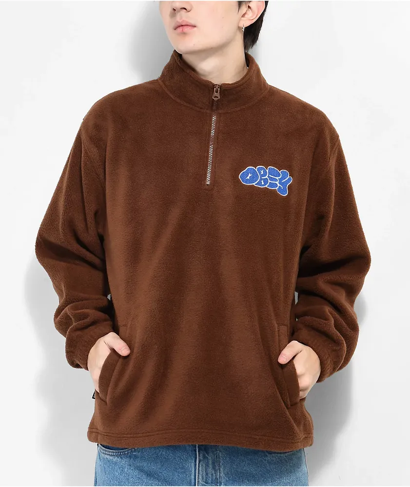 Obey Alley Sepia Quarter Zip Sweatshirt