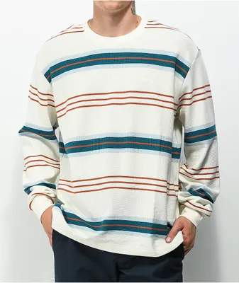 Obey Berto Thermal Stripe Cream Long Sleeve T-Shirt