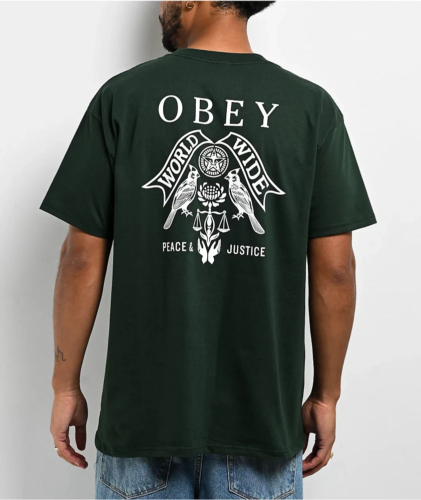 Obey Birds Of Justice Green T-Shirt