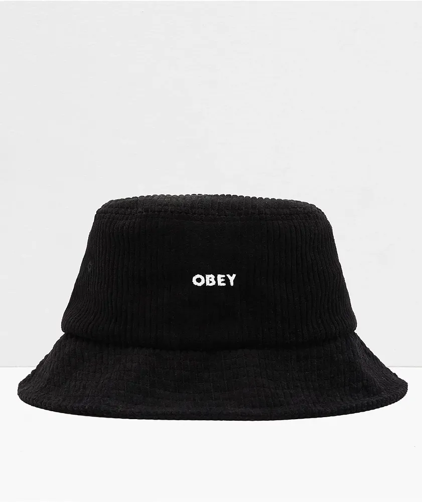 Obey Bold Black Corduroy Bucket Hat