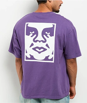 Obey Bold Icon Face Purple Boxy T-Shirt