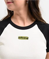Obey Bolt Stevie Unbleached Crop Raglan T-Shirt
