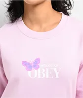 Obey Butterfly Pink Crewneck Sweatshirt