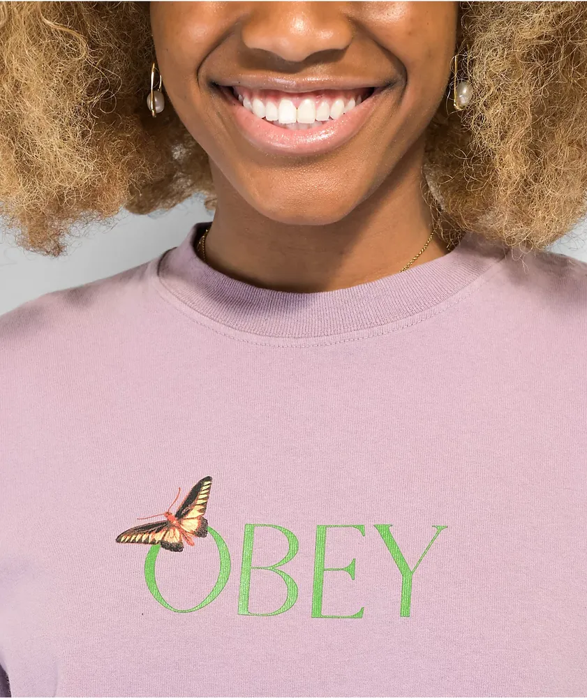 Obey Butterfly Vintage Purple T-Shirt