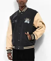 Obey Care Black & Tan Denim Varsity Jacket