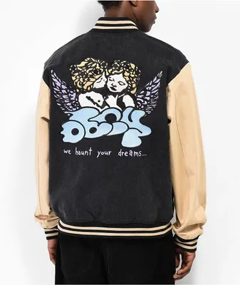 Obey Care Black & Tan Denim Varsity Jacket